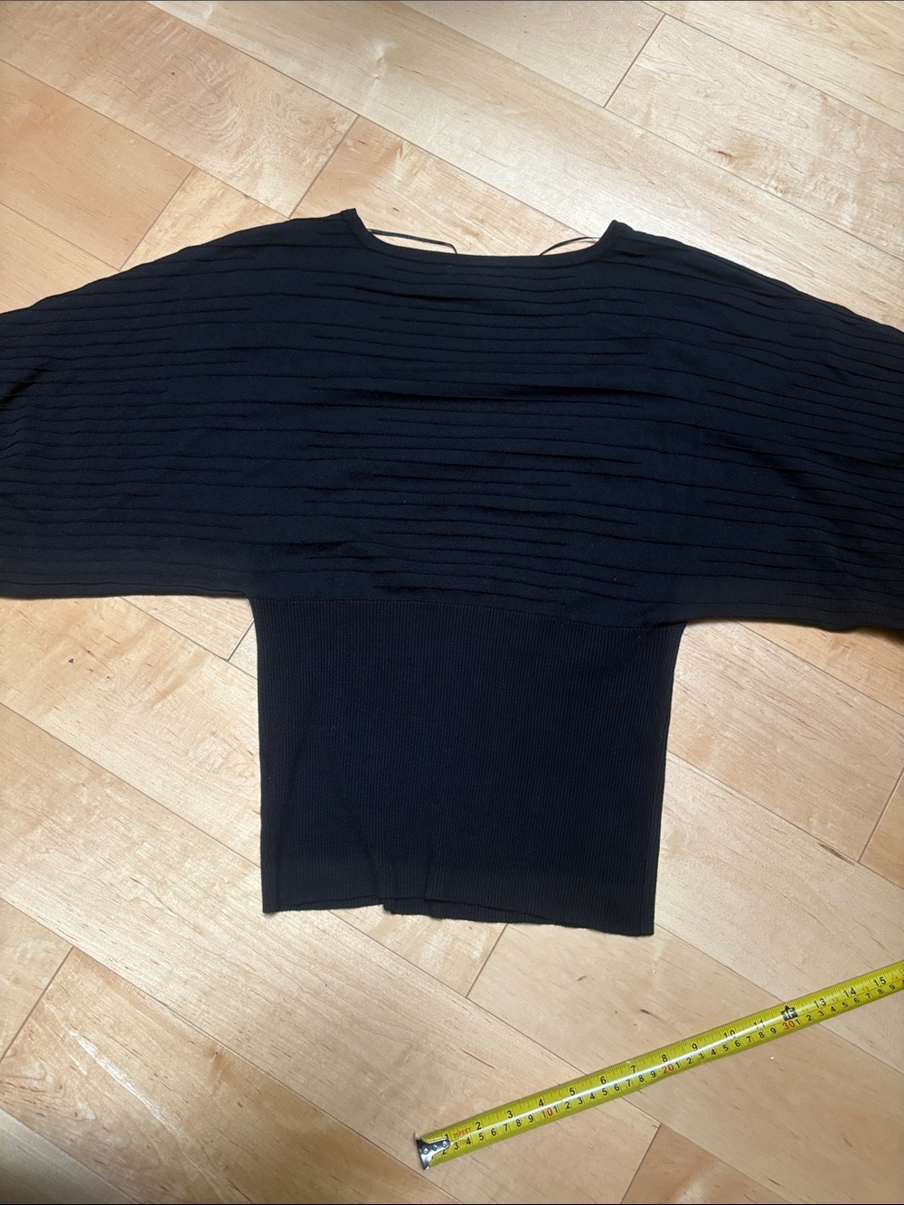 Style & Co. Black Ribbed Wide-Sleeve Knit Topper - Picture 6 of 7